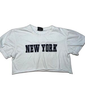 New York Vintage Cropped Tee Varsity Lettering Size S Wardrobe Basic